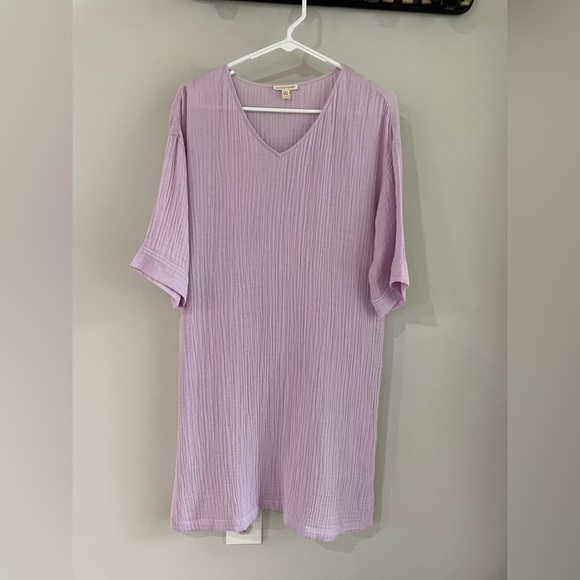 Eileen Fisher Organic Cotton Gauze Dress - Light Purple (Malow) - Extra Small XS - Picture 5 of 16